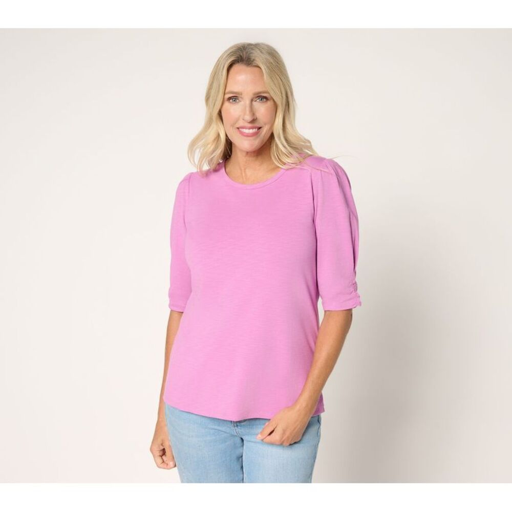 Ree by The Pioneer Woman Women's Top Sz M Pier Essentials Puff Pink A702636